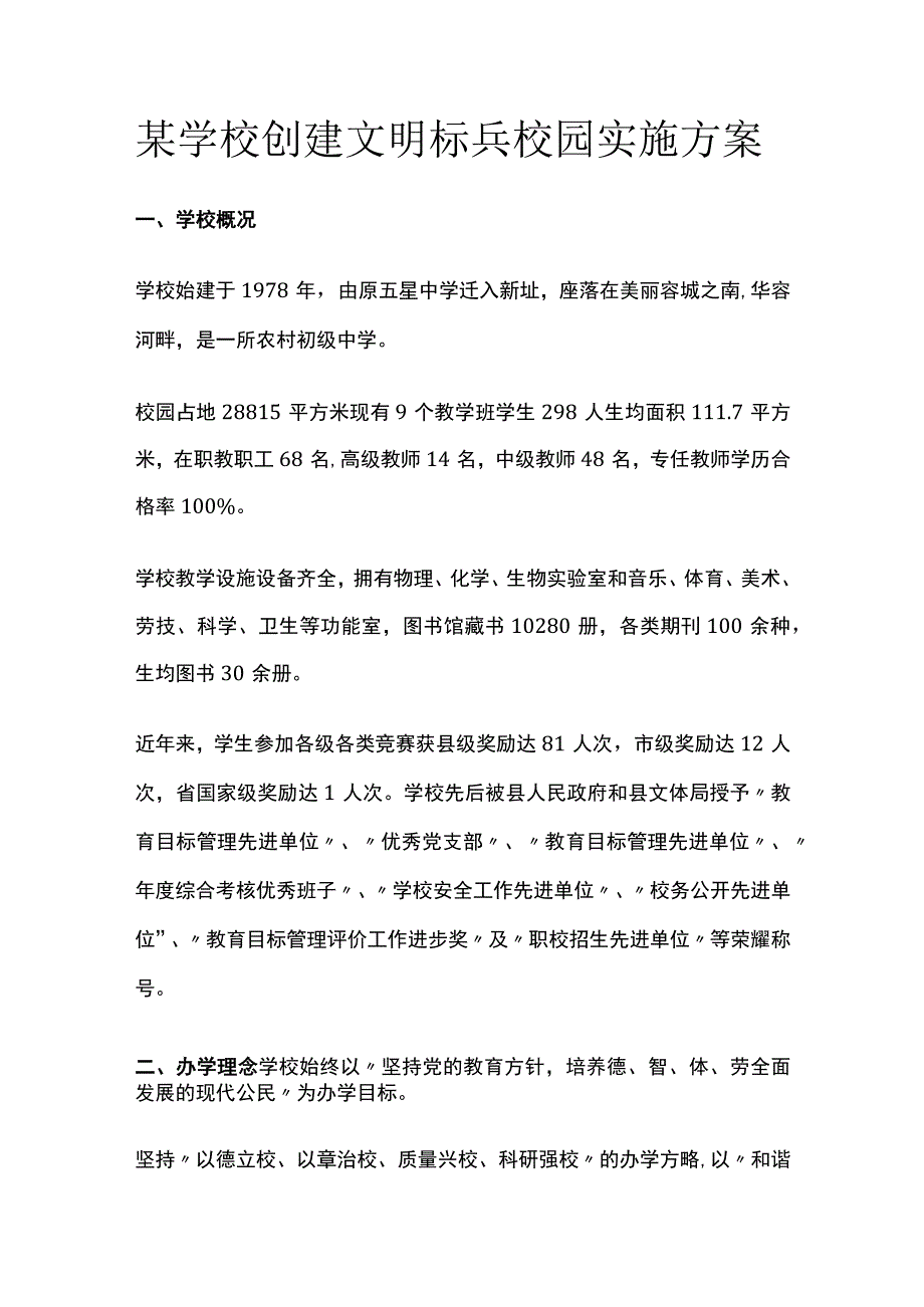 某学校创建文明标兵校园实施方案.docx_第1页