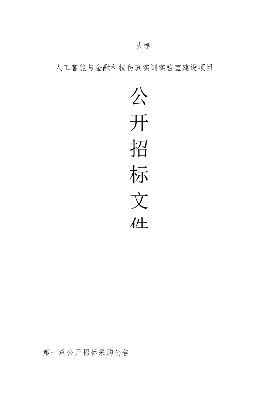 大学人工智能与金融科技仿真实训实验室建设项目招标文件.docx_第1页