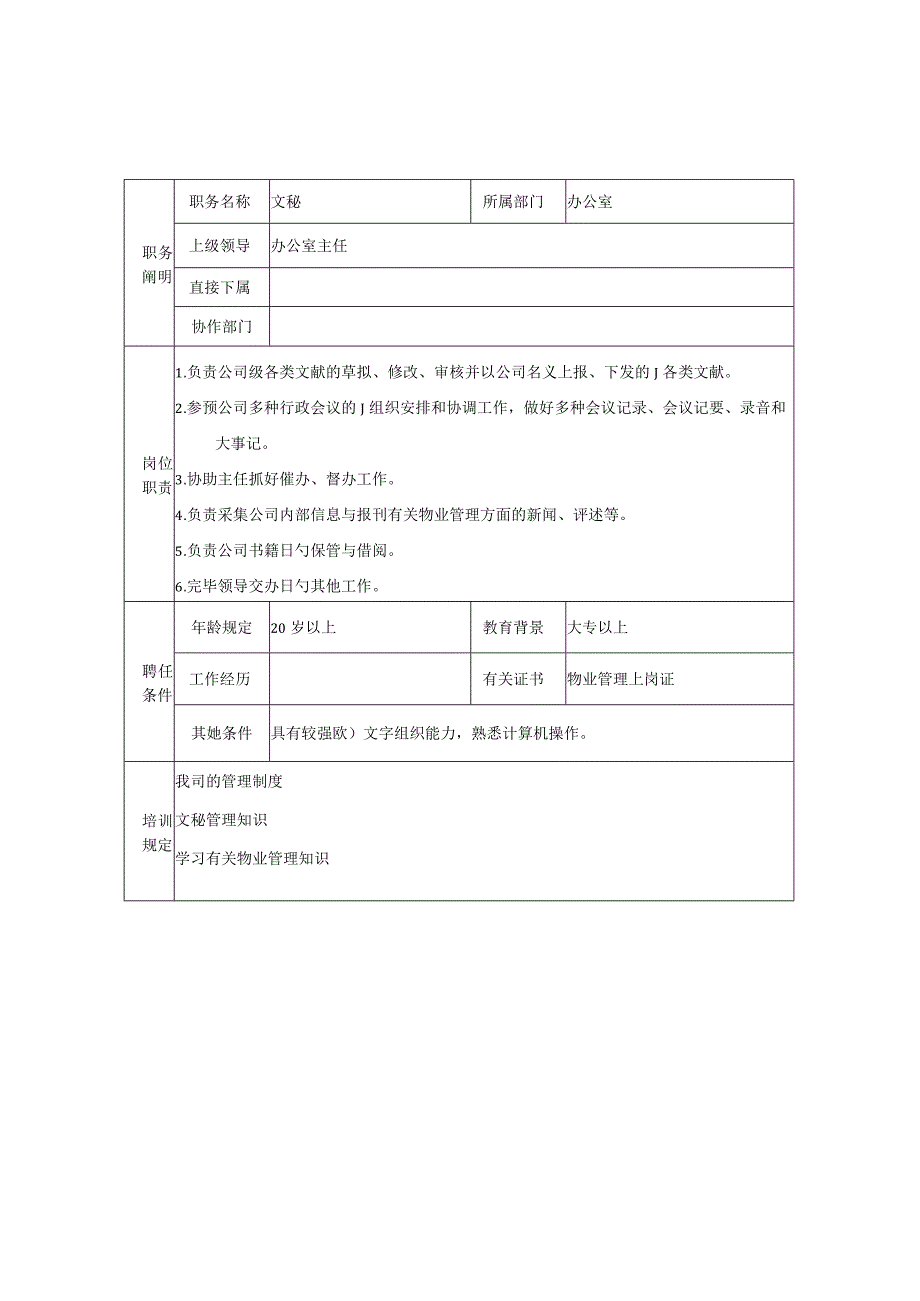 物业公司各岗位任职要求及岗位基本职责.docx_第2页