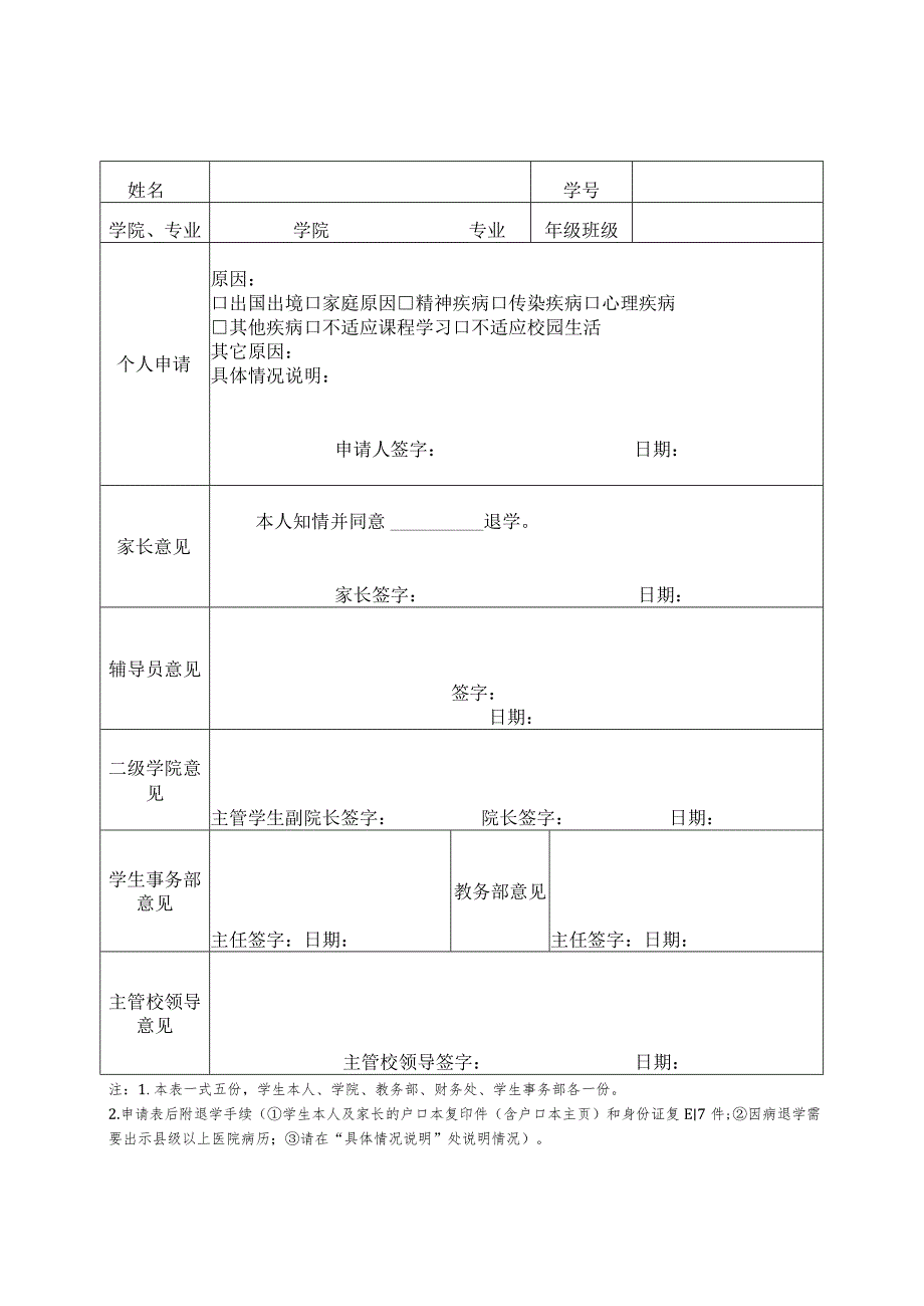 辽宁对外经贸学院退学申请表.docx_第2页