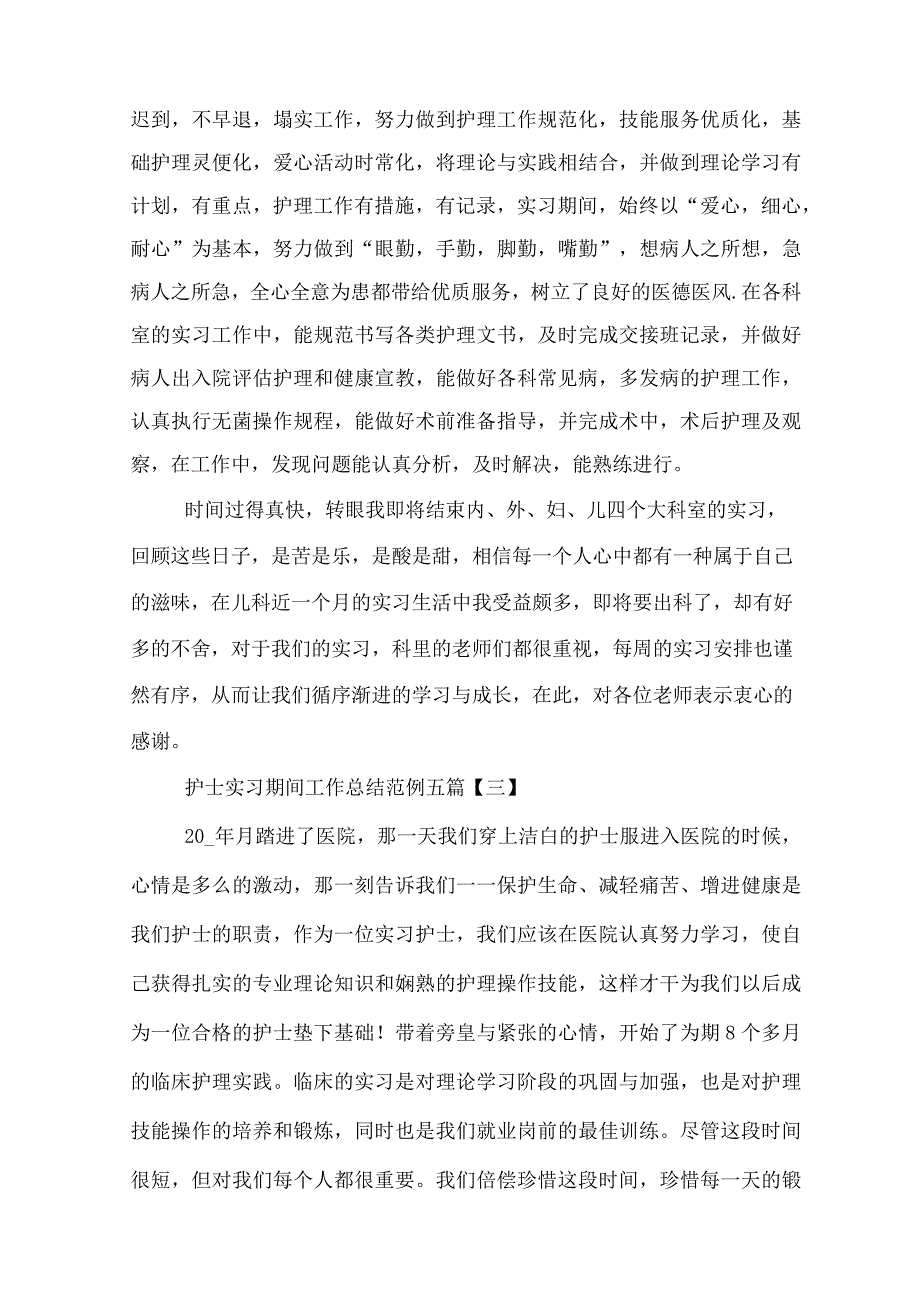 护士实习期间工作总结范例[推荐五篇].docx_第3页