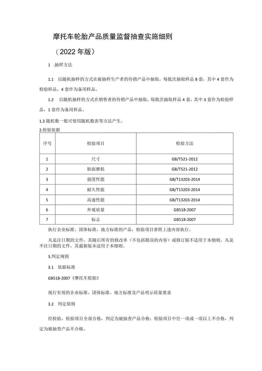 摩托车轮胎产品质量监督抽查实施细则（2022年版）.docx_第1页