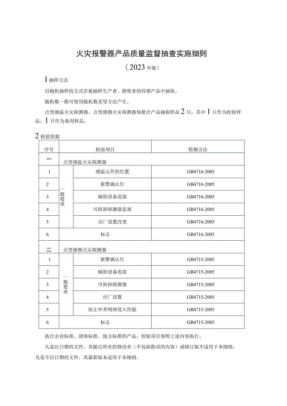 火灾报警器产品质量监督抽查实施细则（2023年版）.docx_第1页