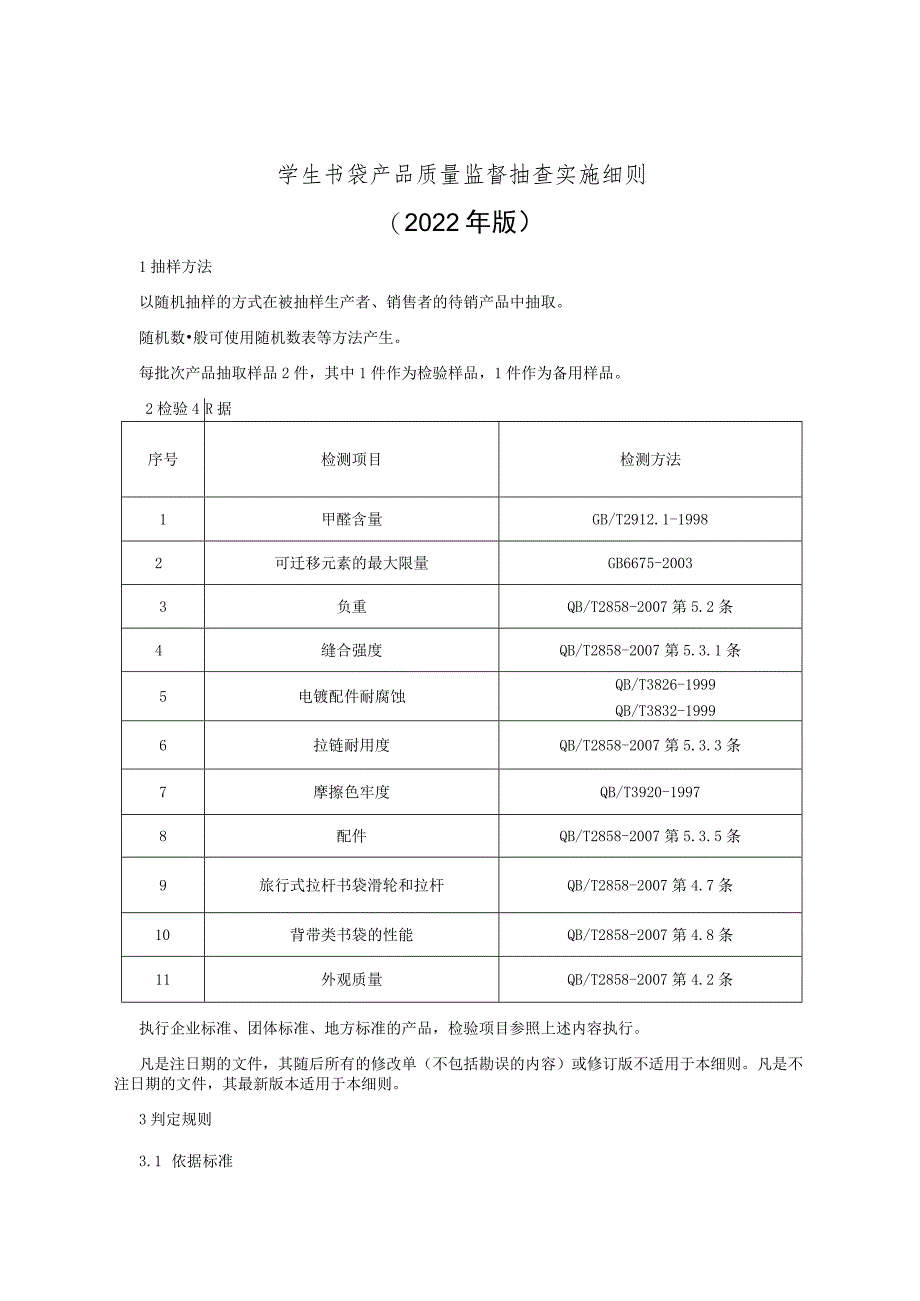 学生书袋产品质量监督抽查实施细则（2022年版）.docx_第1页