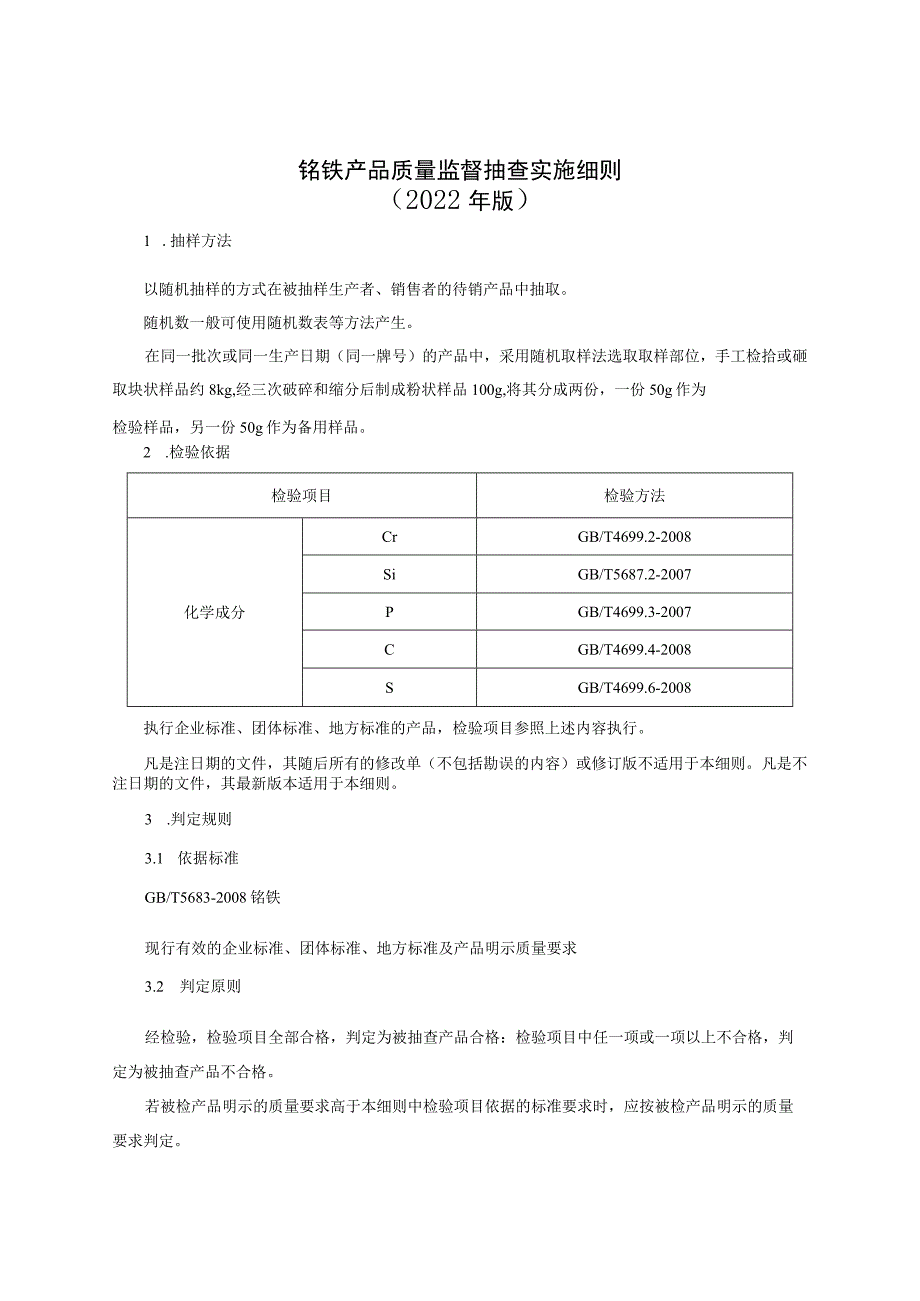 铬铁产品质量监督抽查实施细则（2022年版）.docx_第1页