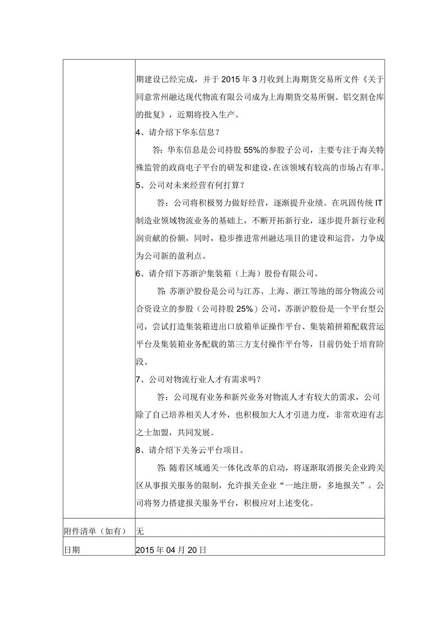 证券代码340证券简称飞力达江苏飞力达国际物流股份有限公司投资者关系活动记录表.docx_第2页