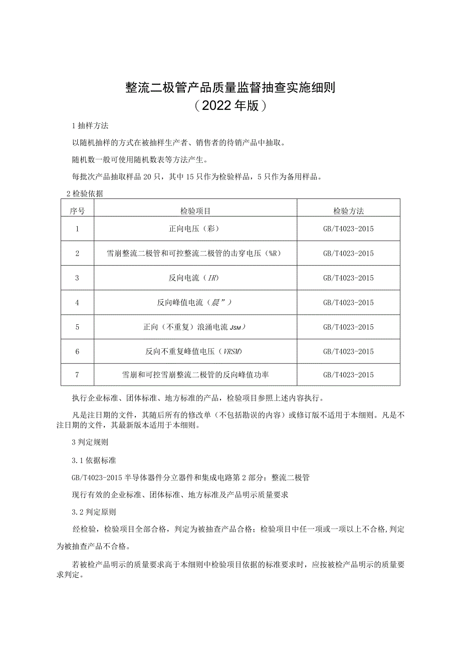 整流二极管产品质量监督抽查实施细则（2022年版）.docx_第1页