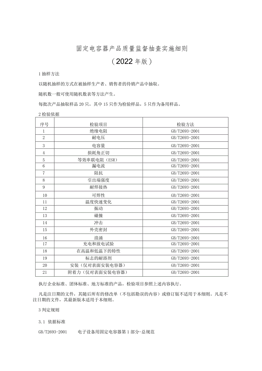 固定电容器产品质量监督抽查实施细则（2022年版）.docx_第1页