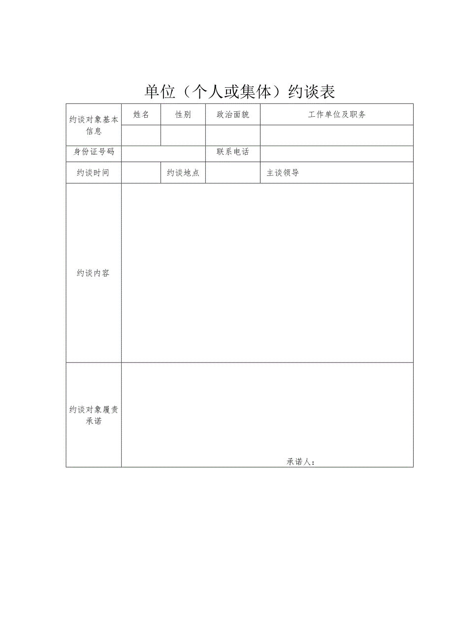 单位(个人或集体)约谈表.docx_第1页