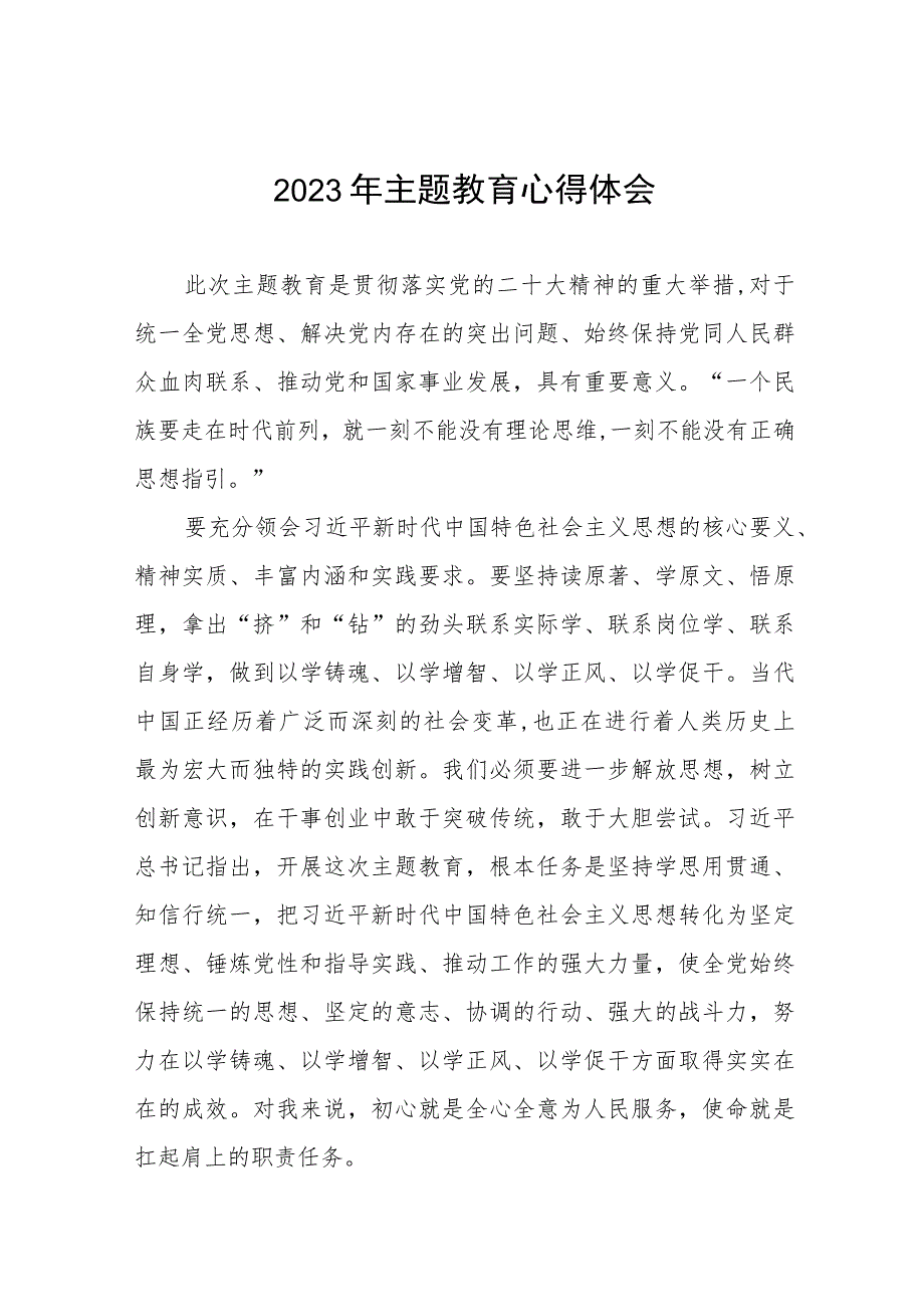 分公司领导关于2023年主题教育心得体会十三篇.docx_第1页