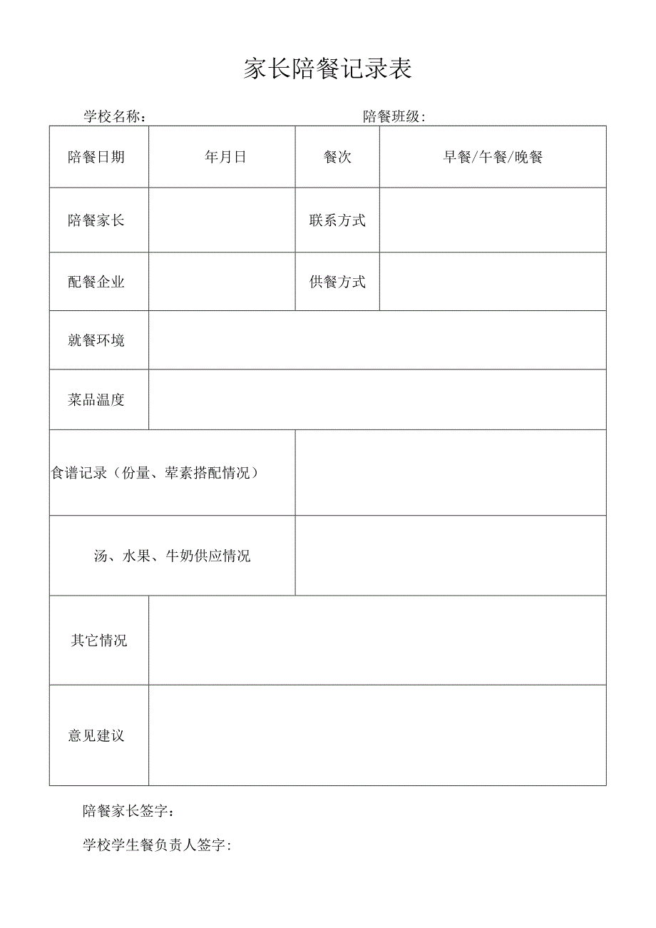 家长陪餐记录表.docx_第1页