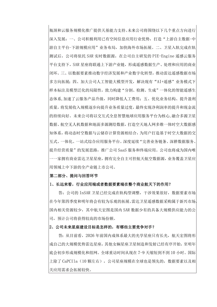 航天宏图信息技术股份有限公司投资者关系活动记录表.docx_第2页