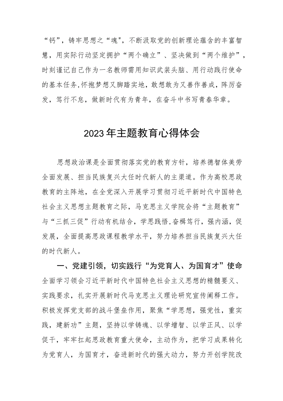 老师关于2023年主题教育心得体会六篇.docx_第2页