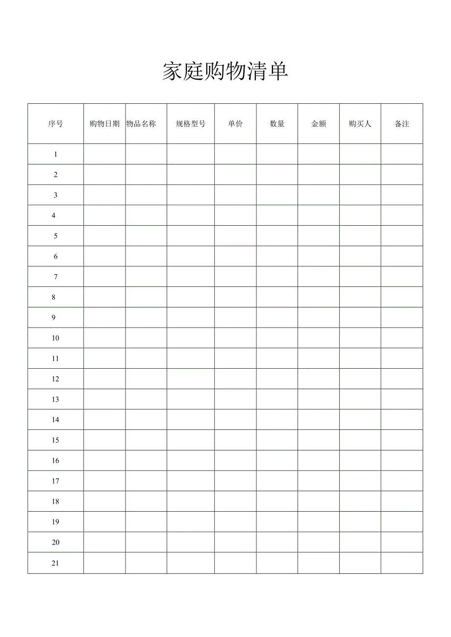 家庭购物清单.docx_第1页