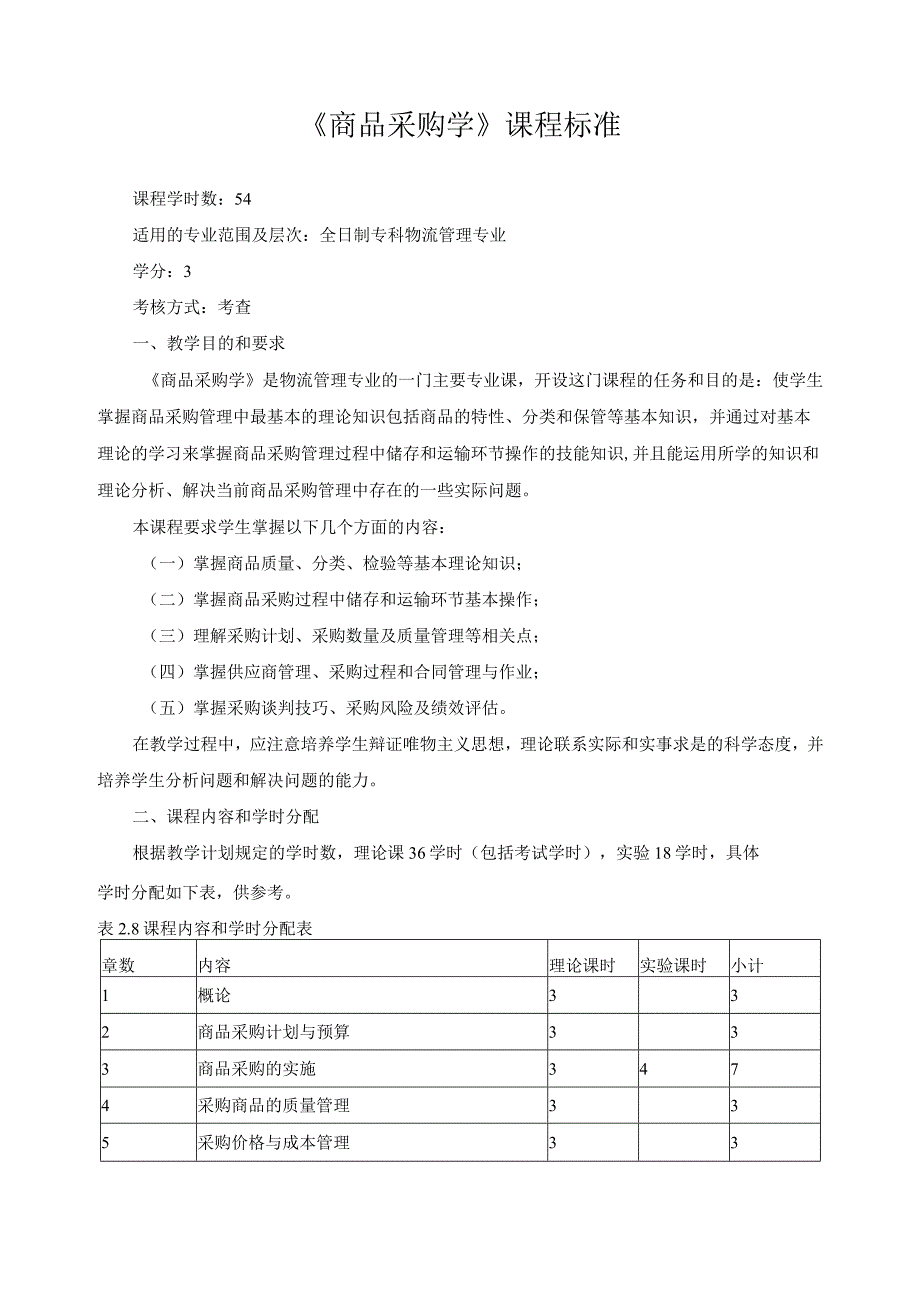 《商品采购学》课程标准.docx_第1页