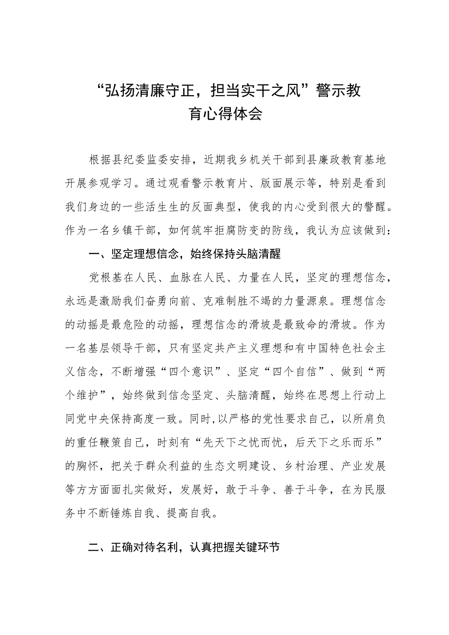 党员干部关于弘扬清廉守正担当实干之风警示教育的心得体会十三篇.docx_第1页