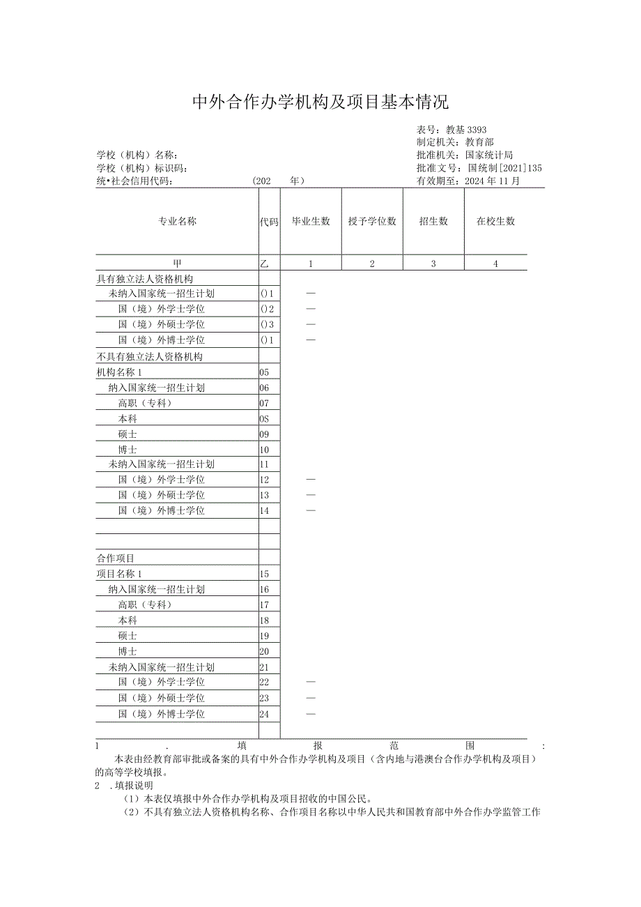 教基3393中外合作办学机构及项目基本情况.docx_第1页