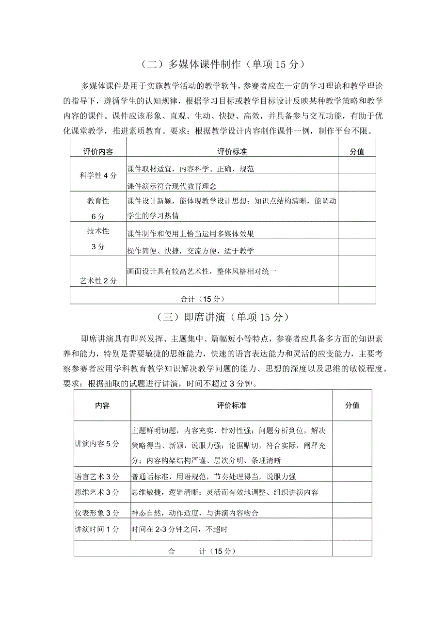 长江大学师范专业大学生教学技能竞赛评分标准.docx_第2页