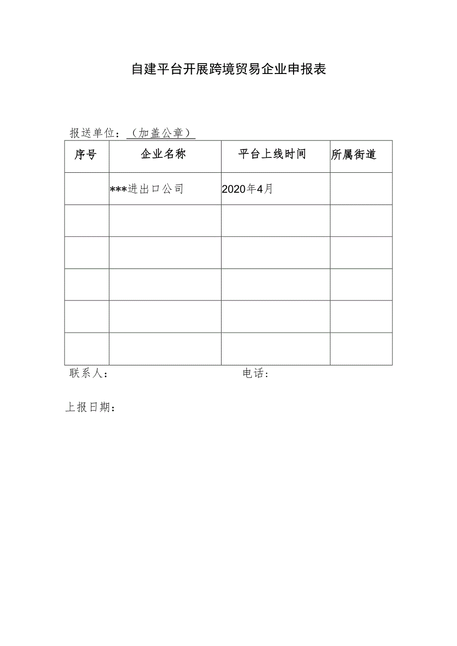 自建平台开展跨境贸易企业申报表.docx_第1页