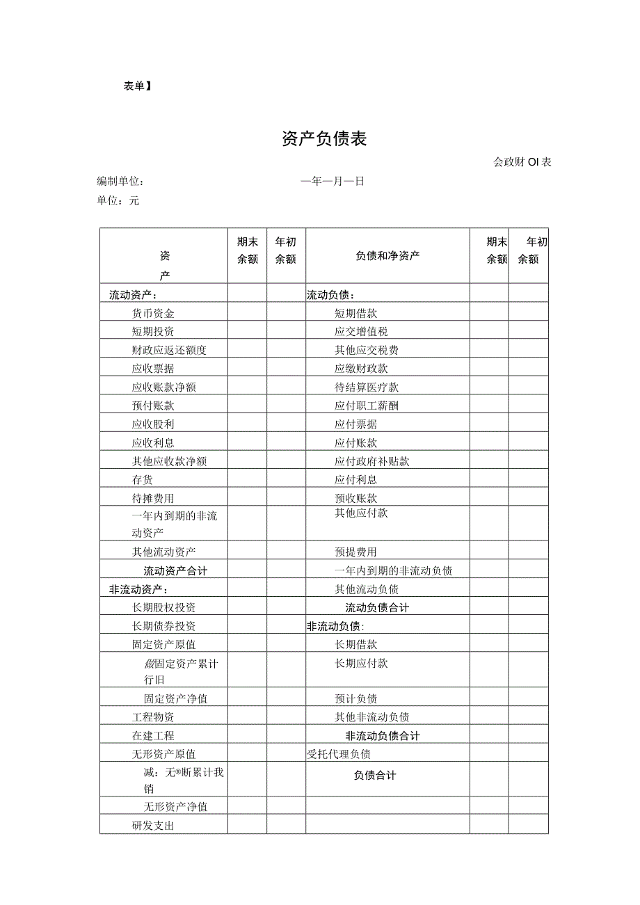 表单资产负债表.docx_第1页