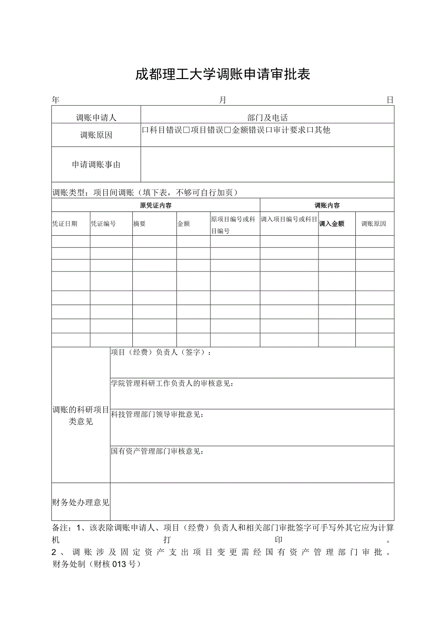 财核013-成都理工大学调账审批表.docx_第1页