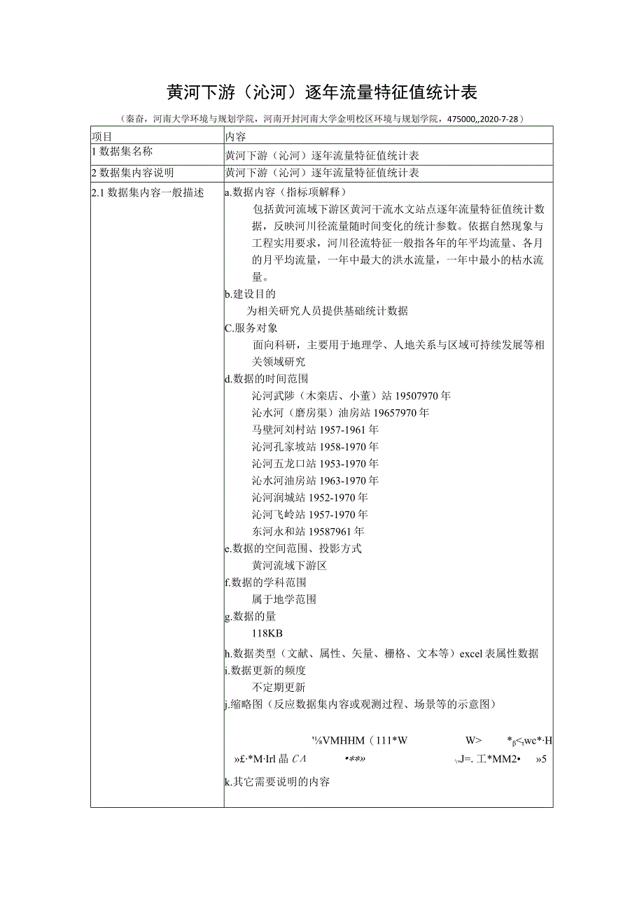 黄河下游沁河逐年流量特征值统计表.docx_第1页