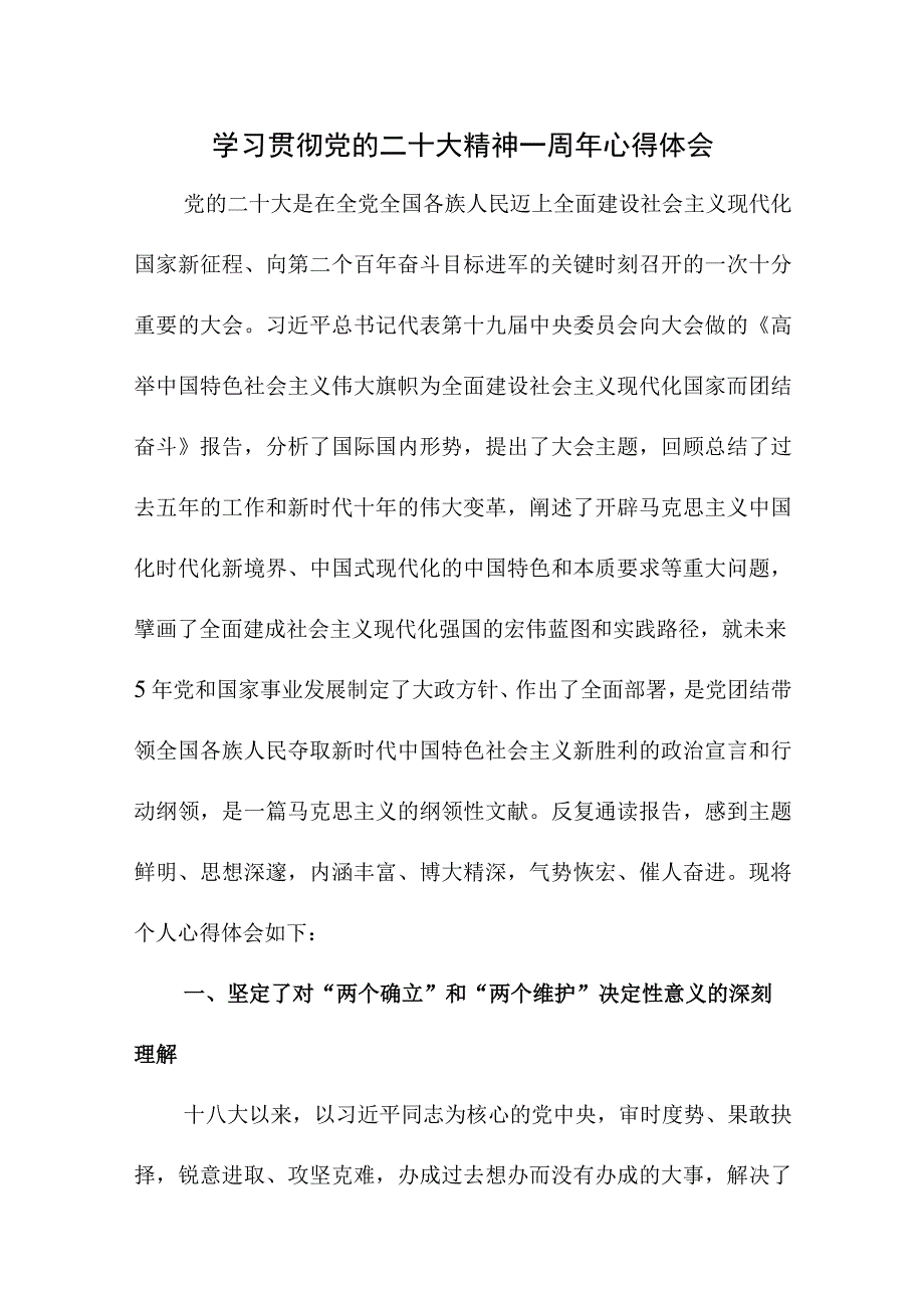 2023年党支部书记学习贯彻党的二十大精神一周年心得体会（汇编4份）.docx_第1页