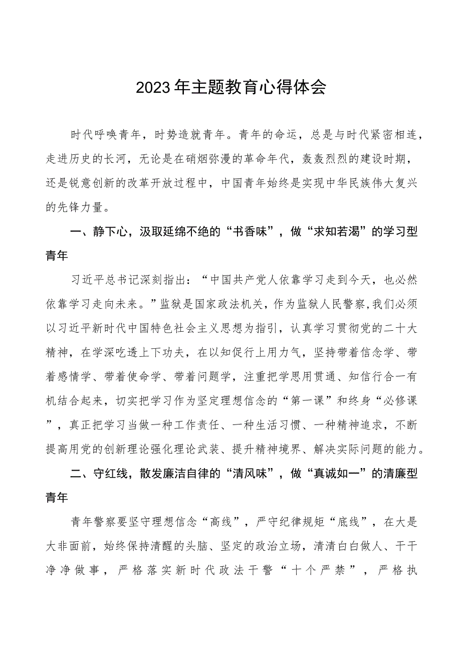 2023年监狱警察主题教育心得体会十二篇.docx_第1页