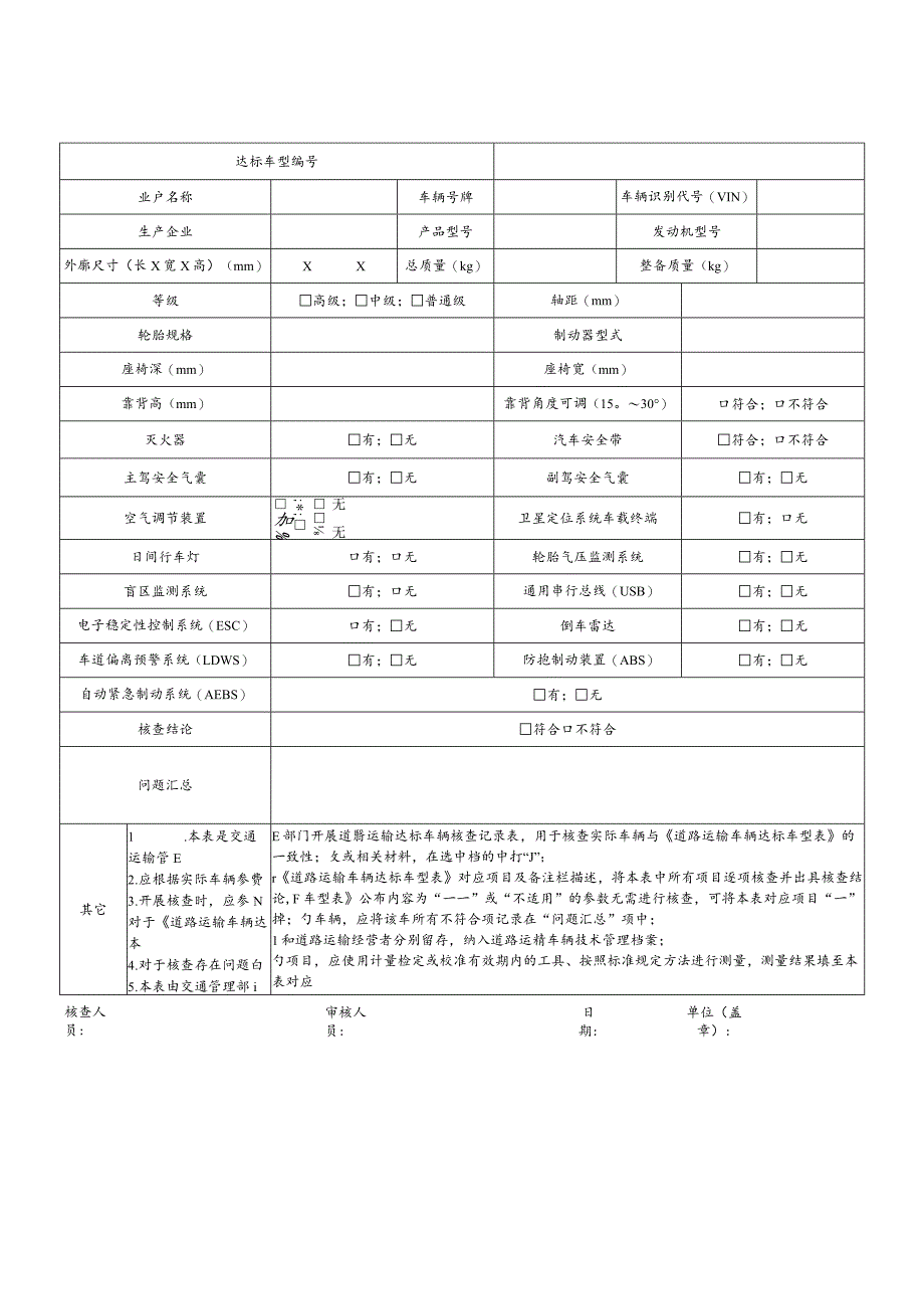 道路运输达标车辆核查记录表.docx_第3页