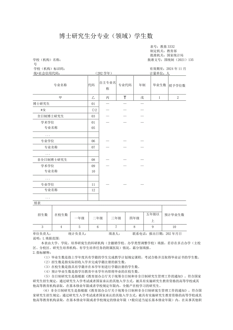 教基3332博士研究生分专业（领域）学生数.docx_第1页