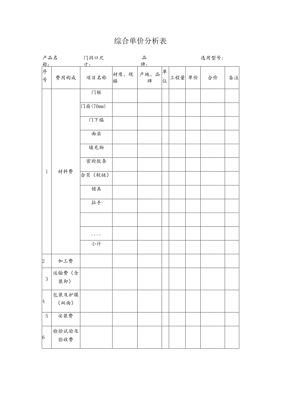 综合单价分析表.docx_第1页