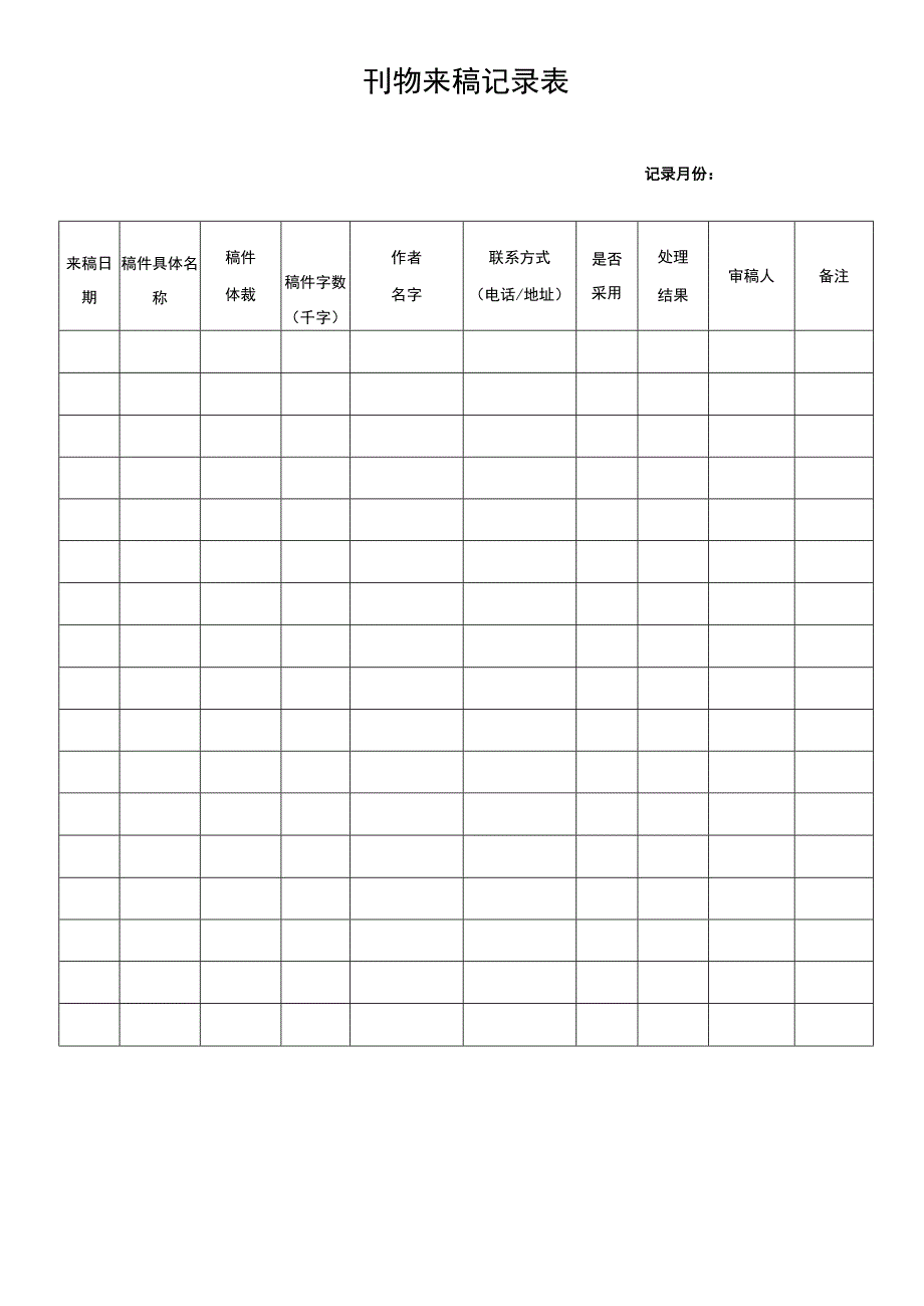 刊物来稿记录表.docx_第1页