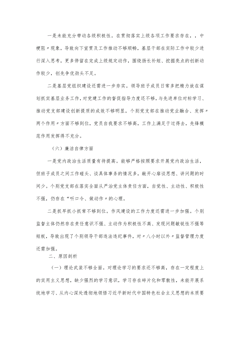 班子成员主题教育专题民主生活会对照检查材料.docx_第3页