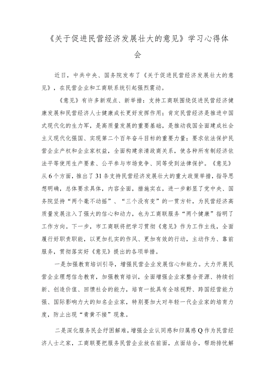 （2篇）《最高人民法院关于优化法治环境促进民营经济发展壮大的指导意见》心得体会.docx_第3页