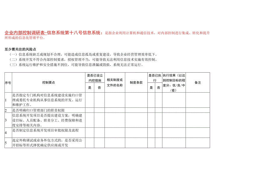 企业内部控制调研表之信息系统.docx_第1页