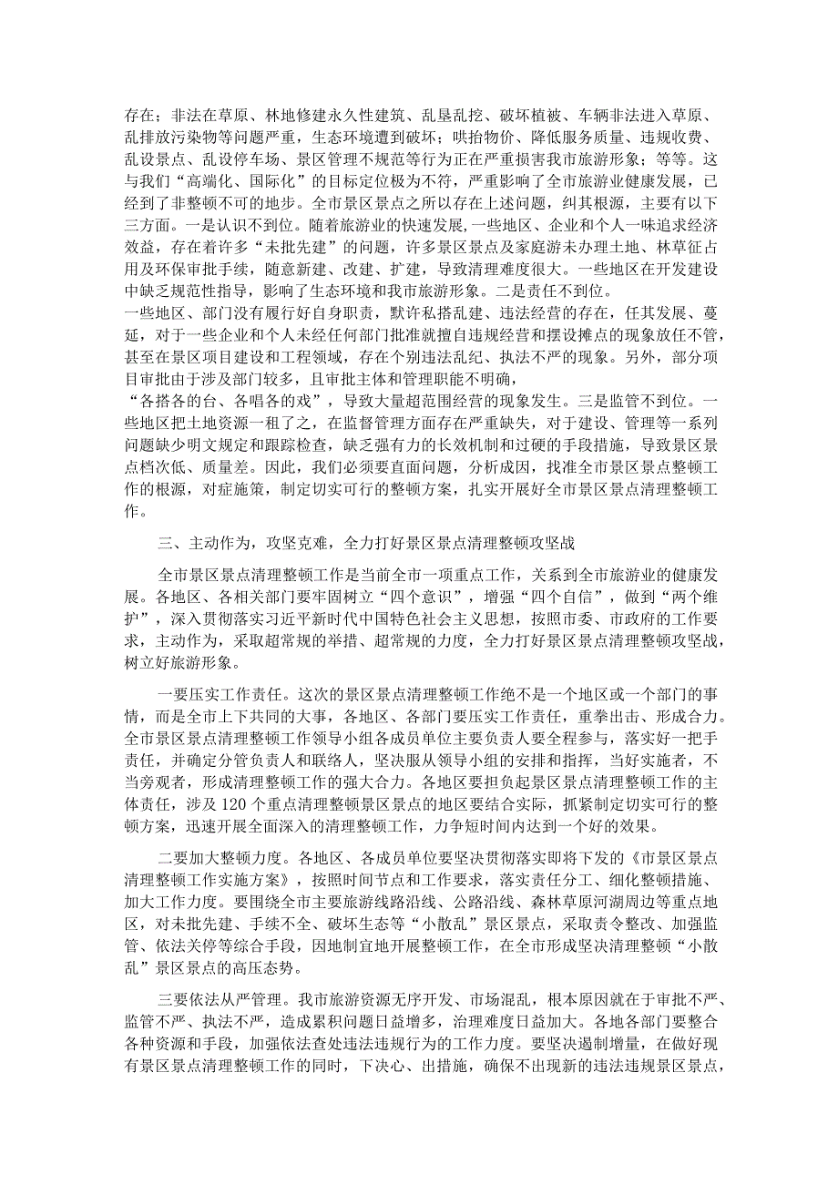 在2023年全市景区景点清理整顿工作领导小组会议上的讲话.docx_第2页