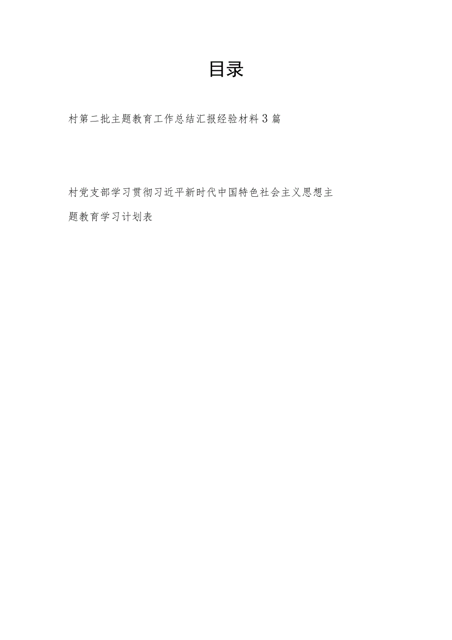 2023年农村支部第二批主题教育工作总结汇报经验材料和学习计划安排表.docx_第1页