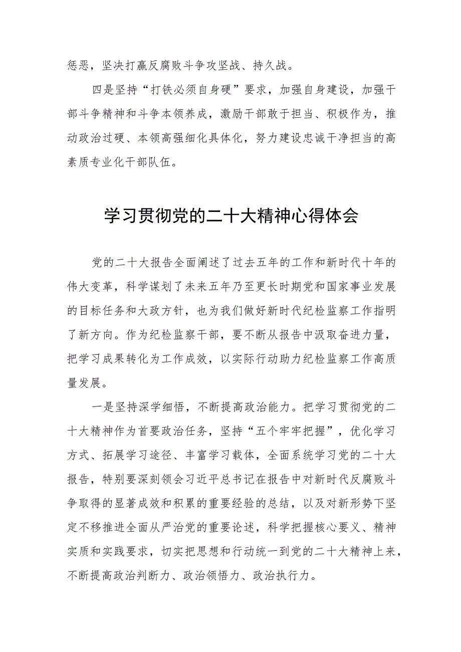 纪检监察干部关于贯彻党的二十大精神研讨发言稿十一篇.docx_第2页