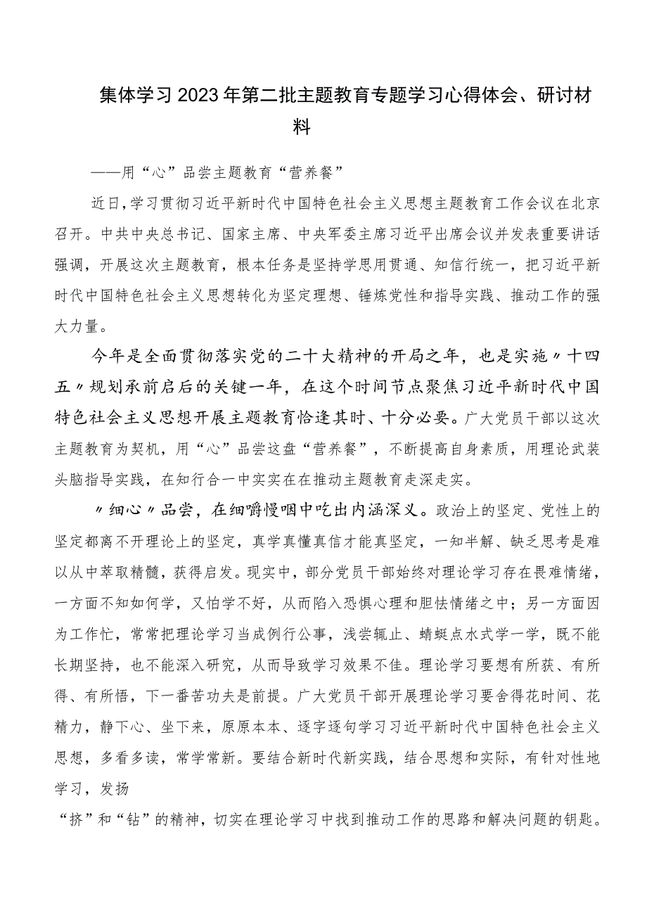 2023年主题教育工作会议心得体会、交流发言数篇.docx_第2页