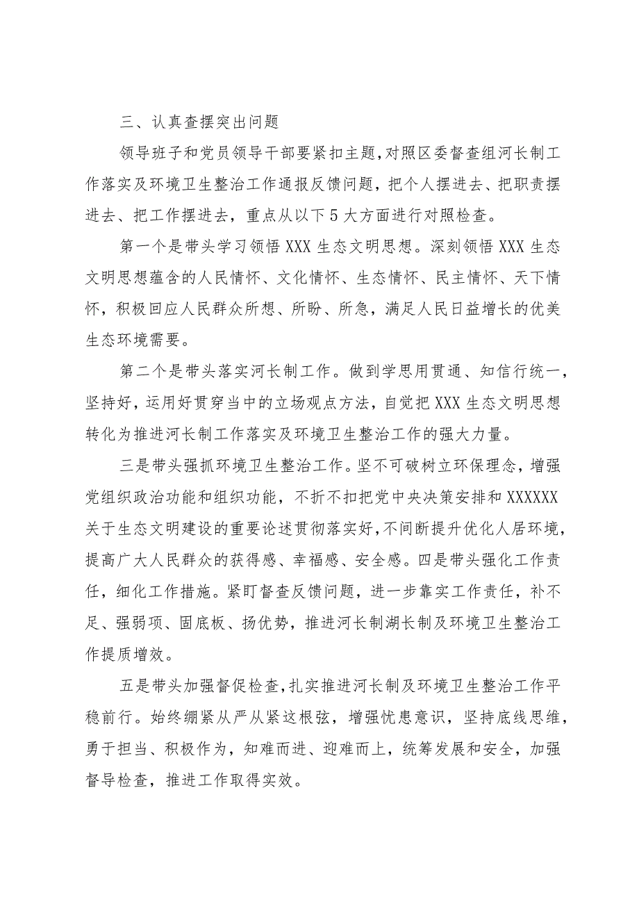 镇党委领导班子2023年河长制工作落实及环境卫生整治工作专题民主生活会实施方案.docx_第2页