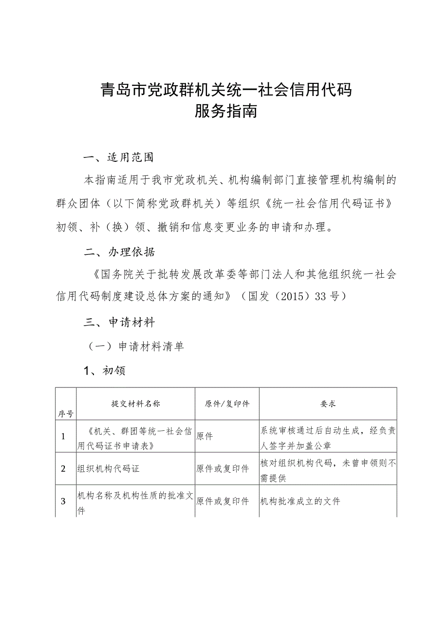 青岛市党政群机关统一社会信用代码服务指南.docx_第1页