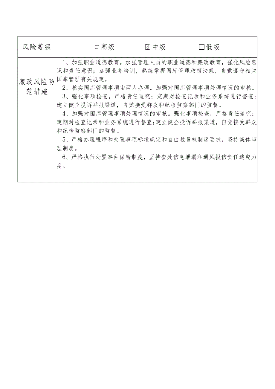 某县财政部门部门国库管理股干部个人岗位廉政风险点排查登记表.docx_第2页