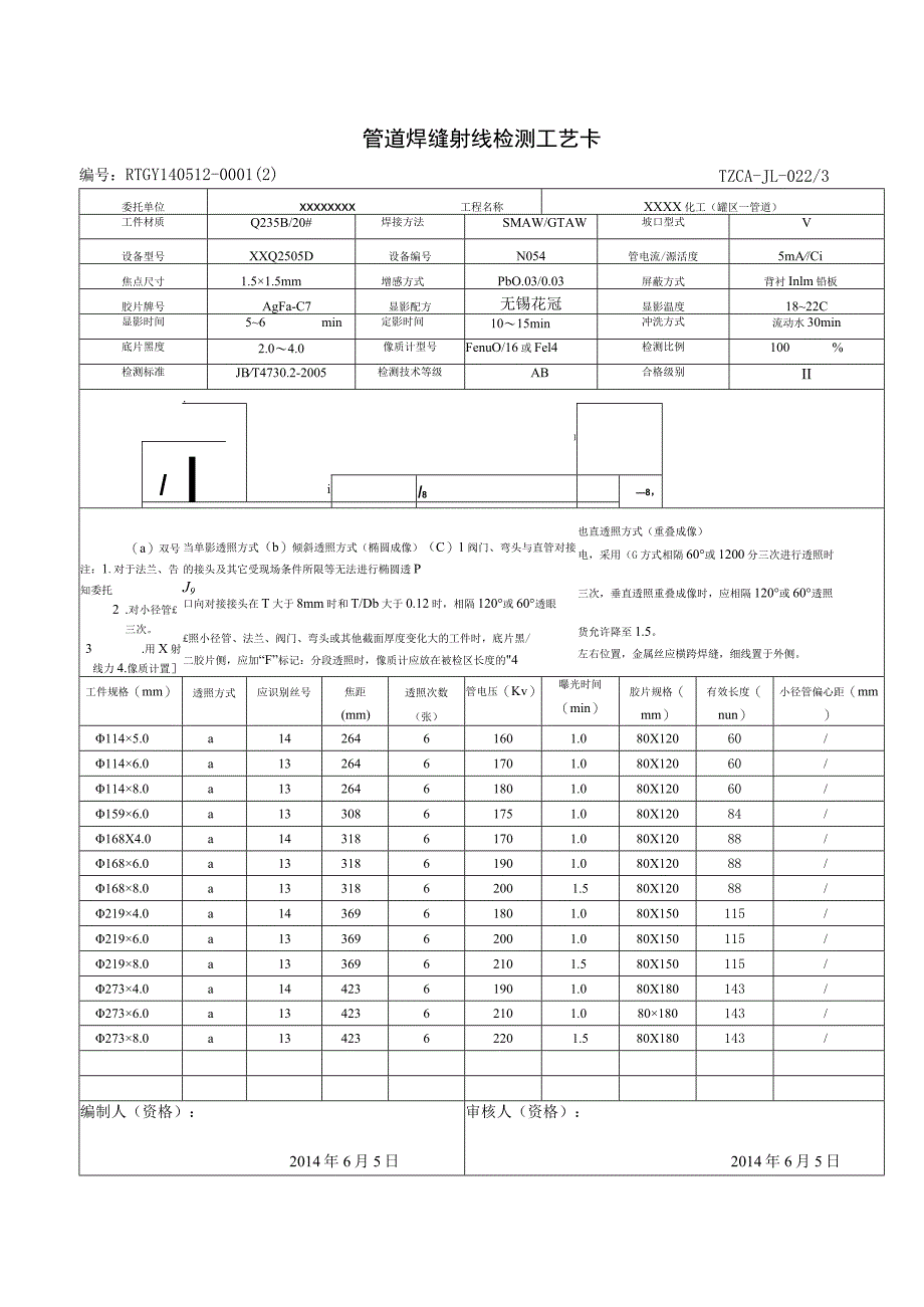 管道焊缝射线检测工艺卡.docx_第2页