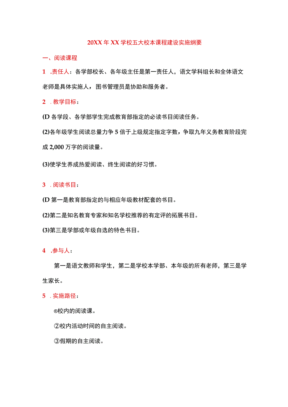 (新)20XX年XX学校五大校本课程建设实施纲要.docx_第1页