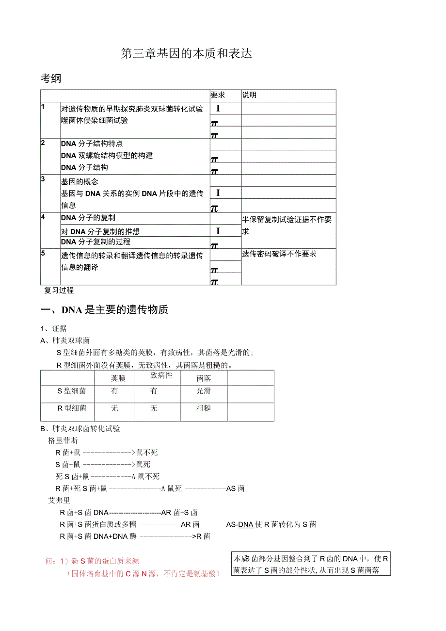 一轮复习 三章 遗传和变异 遗传的物质基础.docx_第1页