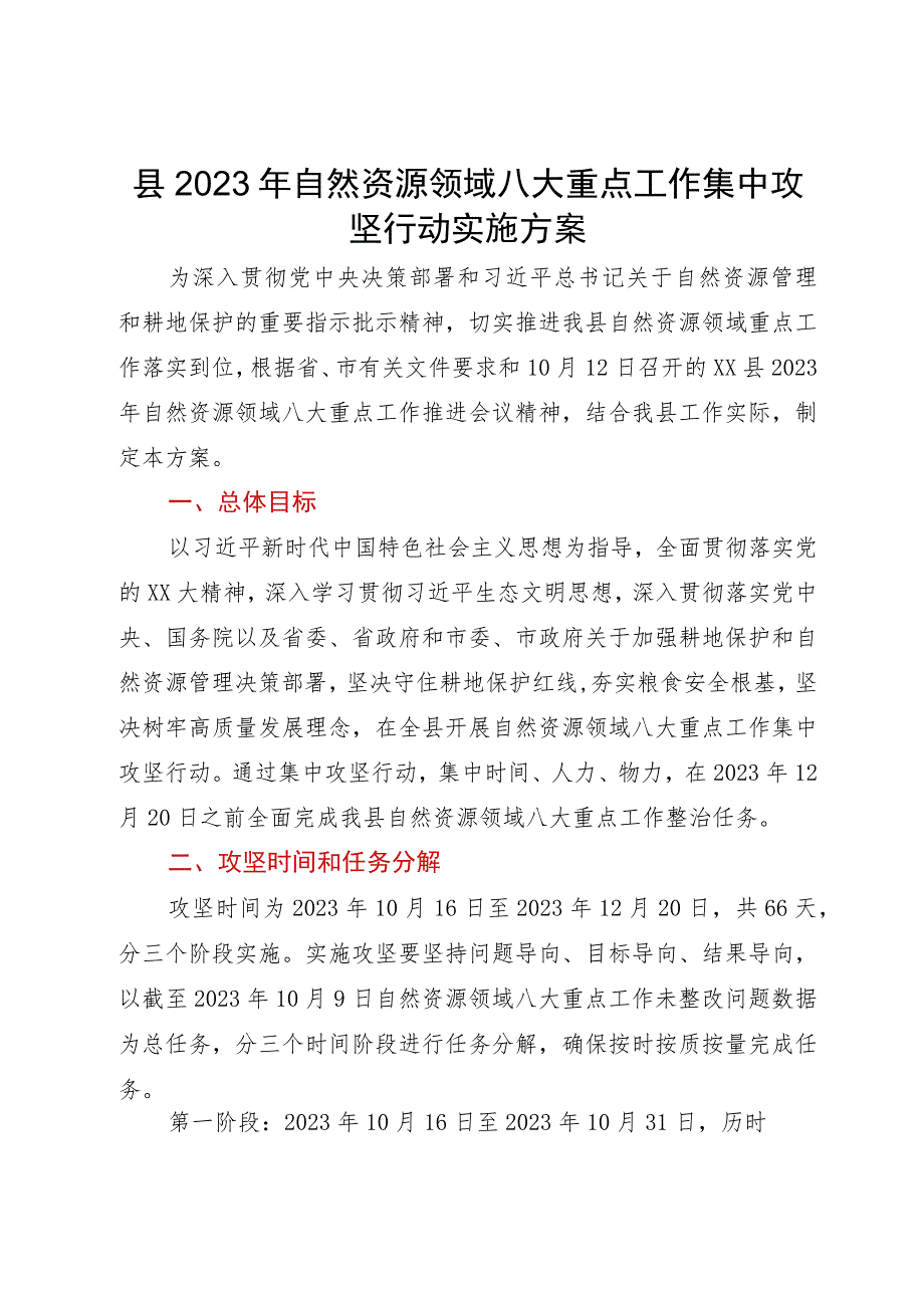 县2023年自然资源领域八大重点工作集中攻坚行动实施方案.docx_第1页