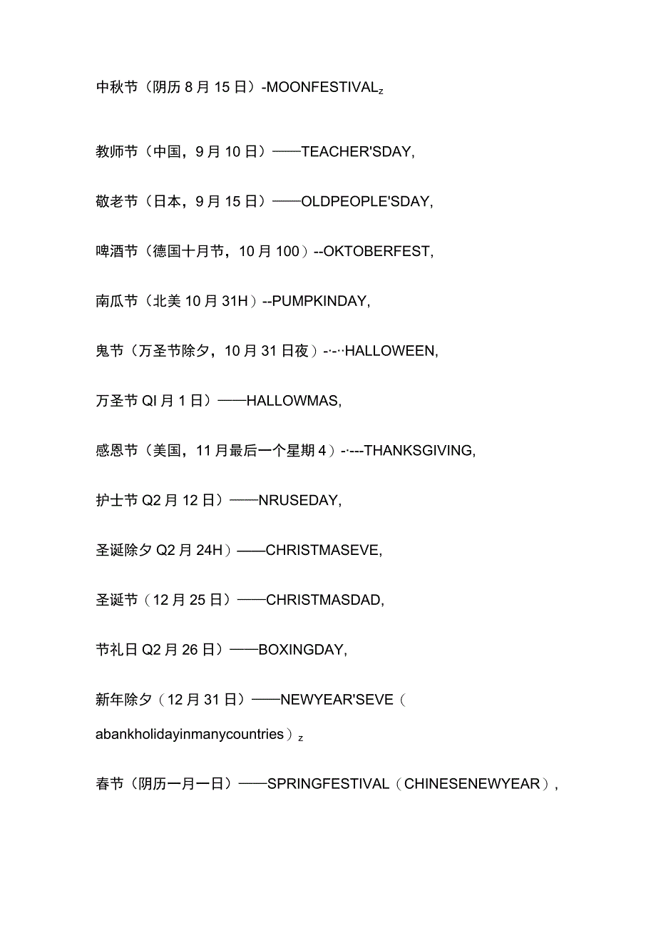 世界主要节日纪念日时间和中英文对照.docx_第3页