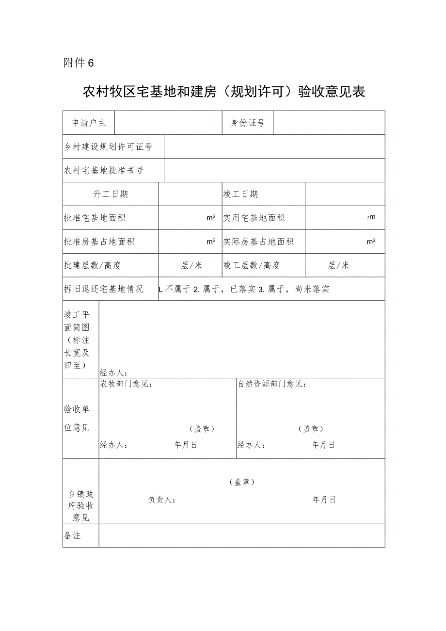 农村牧区宅基地和建房（规划许可）验收意见表.docx_第1页