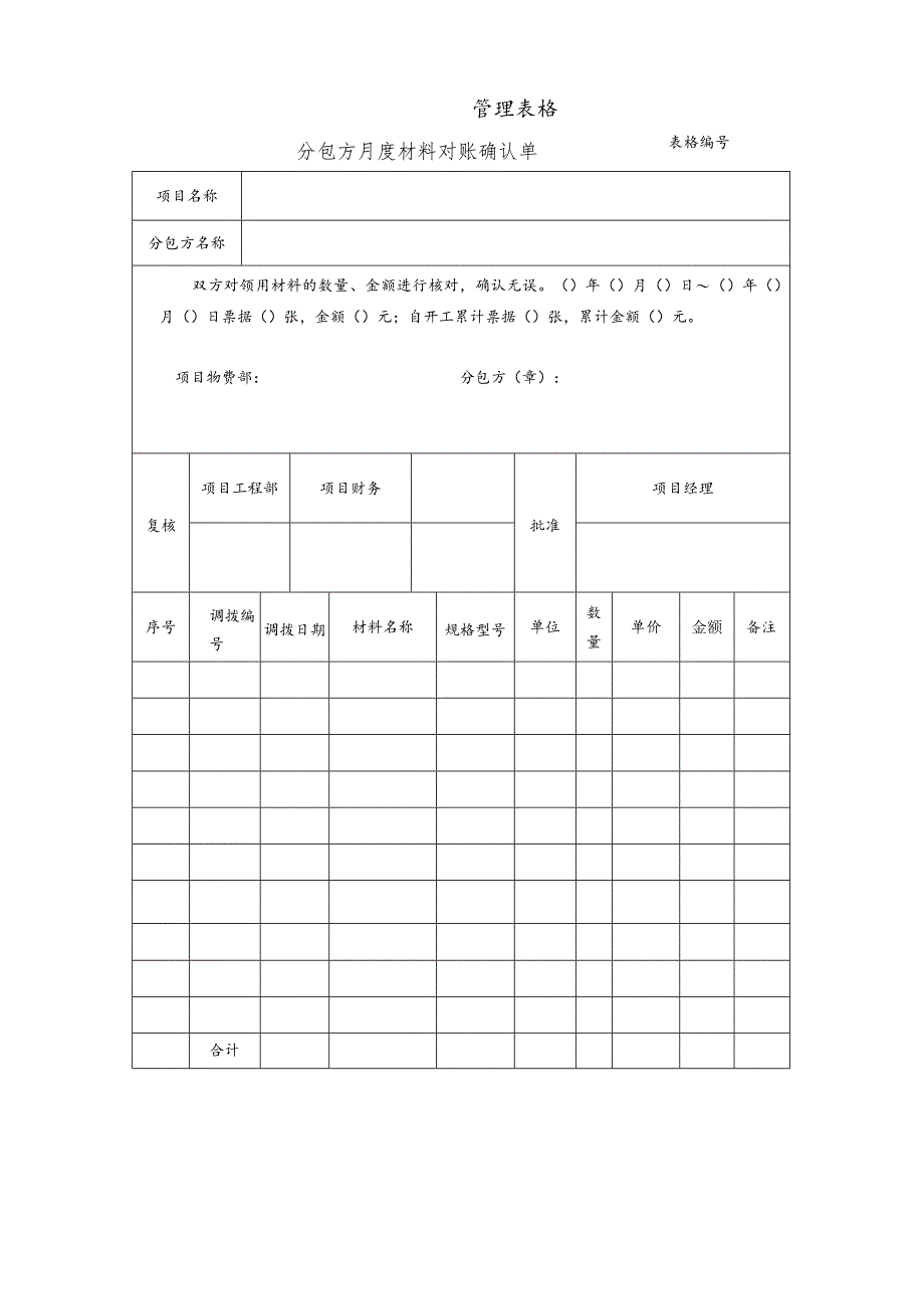 分包方月度材料对账确认单.docx_第1页