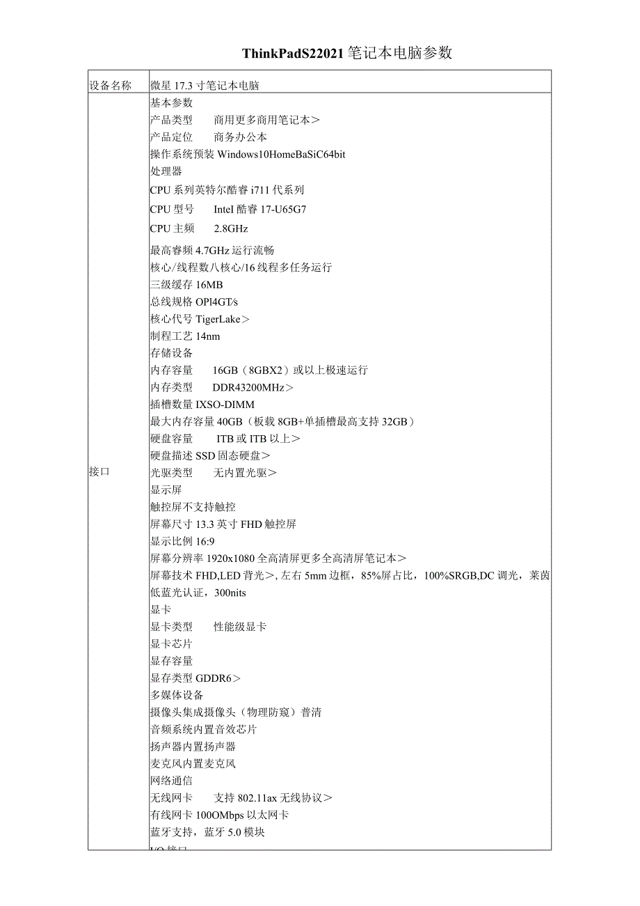 ThinkPadS22021笔记本电脑参数.docx_第1页